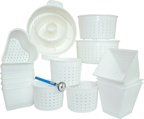 16 5 pcs Cheese Making Kit for Beginners - Soft Cheese Form Molds for Cheese Making + Thermometer + Hard Cheese Mold