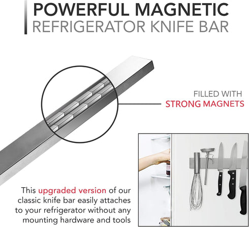 Modern Innovations 12 Inch Magnetic Knife Holder for Refrigerator, Magnetic Knife Holders for Fridge or Kitchen Wall No Drilling, Magnet Strips for Knives & Metal Utensils, Tool Rack, Stainless Steel by Modern Innovations