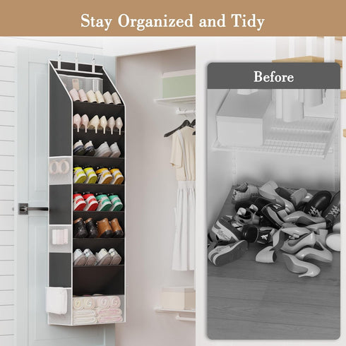 Closet, Closet 1624 Criusia Shoe Organizer, Over the Door Shoe Organizer for Hanging Shoe Storage with Large Deep