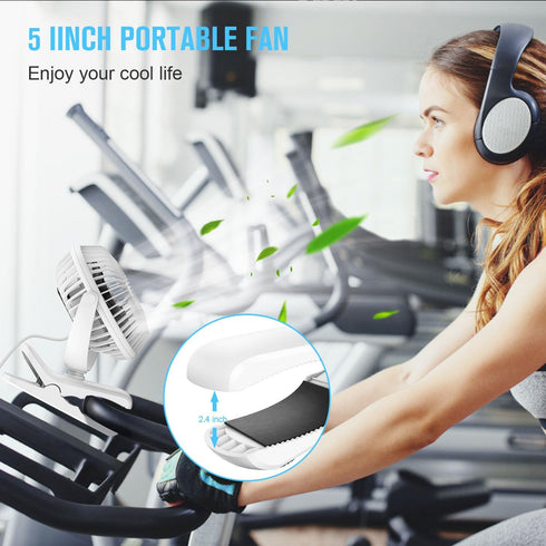 BESKAR Clip on Fan - 360° Rotation Quiet Stroller Fan with Strong Airflow, Portable Small Fan for Office, Bedroom