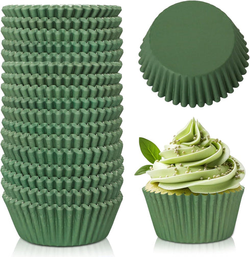 Whaline 300Pcs Green Cupcake Liners, Dark Green Baking Cups for Wedding, Baby Shower, Muffin Liners, Party Decorations