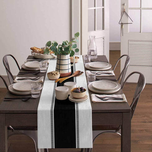 Futuregrace 72 inches Black and White Stripes Table Runners, Farmhouse Table Runner Dresser Scarves Long,Modern