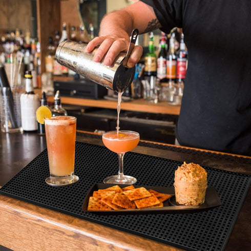 Large Bar Mat for Countertop, 12X24'', Thicker Rubber Coffee Bar Mat, Non-Slip Kitchen Mat for Easy Cleaning