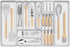 Lifewit Silverware Organizer for Kitchen Drawers, Expandable Utensil Tray with Removable Knife Block, Large, White