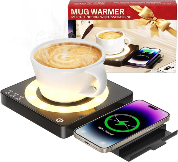 Coffee Mug Warmer, Smart Mug Warmer, 15W Wireless Phone Charging, 3 Heat