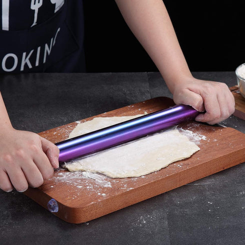 Berglander Rainbow Rolling Pin, 16.7 Inches Stainless Steel Colorful Matte Finish for Baking Pizza Dough, Gift Ideas