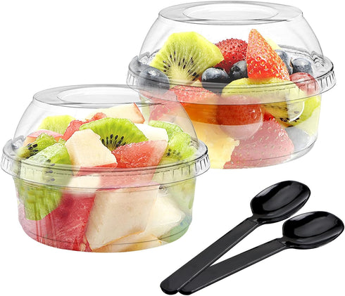 WUWEOT 50 Pack 12 oz Clear PET Plastic Dessert Cups, Disposable Parfait Cups with Lid for Ice Cream and Yogurt