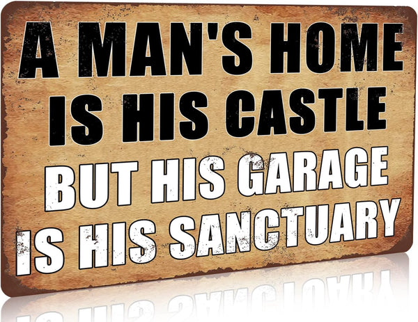CAHUNXIE Funny Vintage Garage Metal Tin Sign, Man Cave Accessories Wall Decor, 12inch x 8inch