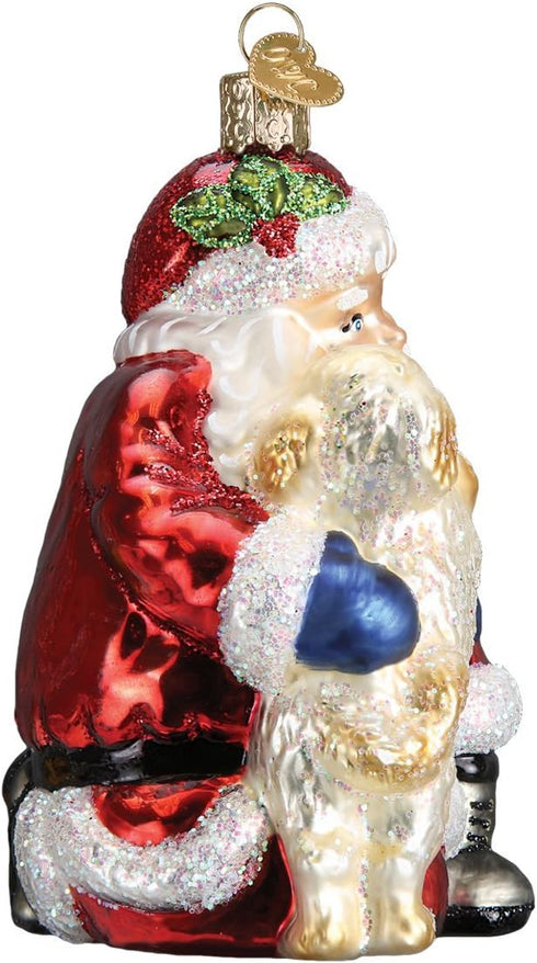 Old World Christmas Ornaments Santa Puppy Love Glass Blown Ornaments for Christmas Tree