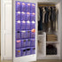 24 4 Over The Door Hanging Shoe Organizer Shoe Rack Hanger Large Fabric Pockets Holder with Sturdy Hooks (PURPLE)