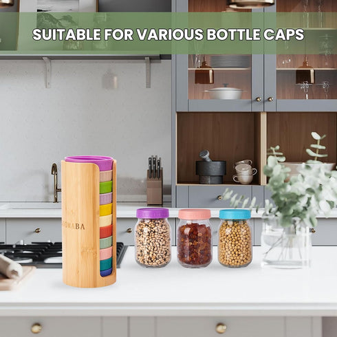 Mason Jar Lid Organizer (2pcs), Bamboo Storage for Mason/Canning Lids, Stackable and Steady Design