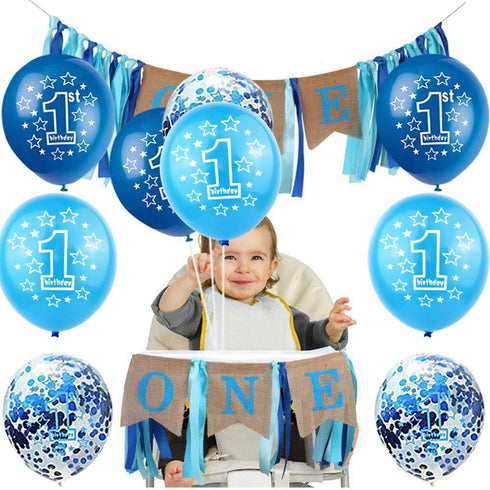BEISHIDA 1st Boy Happy Birthday Decorations, 12 Inch Large Navy Blue Confetti Balloons, Perfect for Baby 1st Birthday