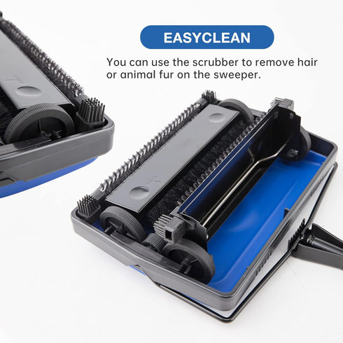 Yocada Carpet Sweeper Cleaner for Home Office, Dark Blue, Low Carpets and Rugs, Pet Hair Dust Cleaning Brush