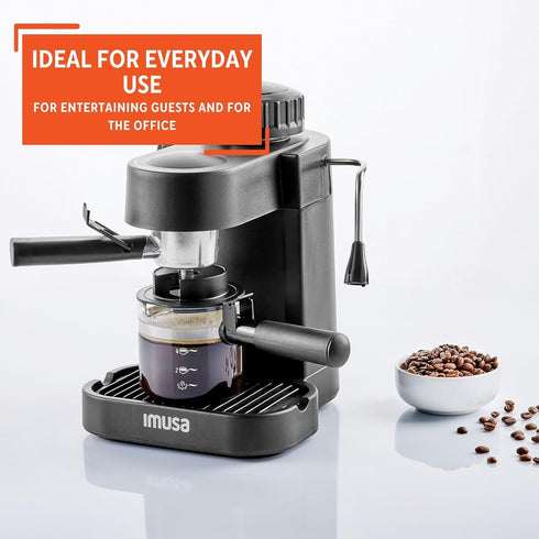 IMUSA USA GAU-18202 4 Cup Espresso/Cappuccino Maker, 120 Volts, Black