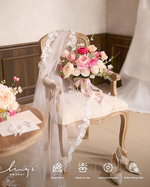 24pcs Ling's Moment Artificial Flowers Fake Silk Hydrangea Faux Peony Foam Roses Combo for DIY Wedding Bouquet