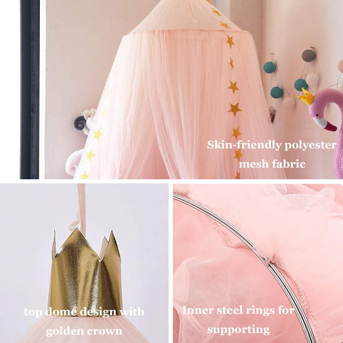 ESUPPORT Dome Princess Bed Canopy Round Lace Mosquito Net Play Tent Hanging House Decoration Netting Curtains
