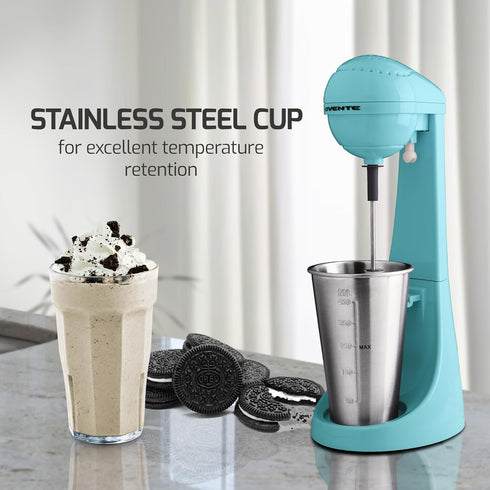 OVENTE Classic Milkshake Maker Machine, 2 Speed with 15.2 Oz Stainless Steel Mixing Cup, Compact Drink Mixer for Malted