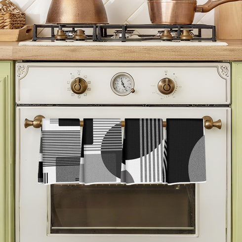 Hanamiya Na 4 Pcs Abstract Black and White Kitchen Towels, Abstract Decor Tea Hand Towel, Microfiber Dish Cloths