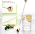 Homestia 12 Inch Bar Spoon, Cocktail Mixing Stirrers, 304 Stainless Steel, Gold, Bottom Weighted Solid Muddler