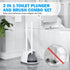 Toilet Plunger and Brush Set, 2-in-1 Heavy Duty Toilet Plunger with Silicone Bowl Brush and Ventilated Holder, White &