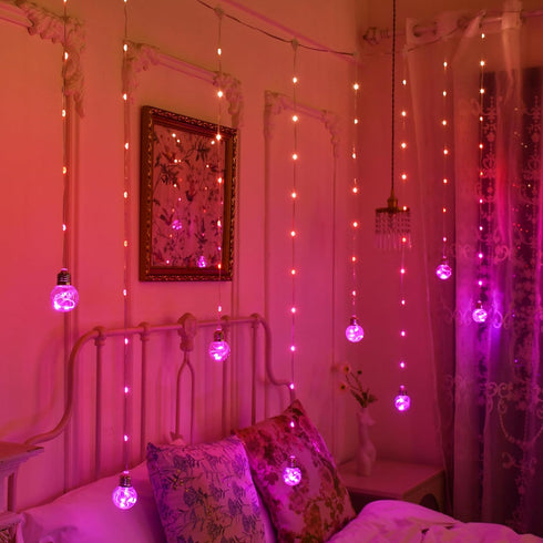 9.8 3.3 Color Changing Wishing Ball Curtain Lights, x FT RGB LED Fairy Light with Remote App Control, Music Sync Window