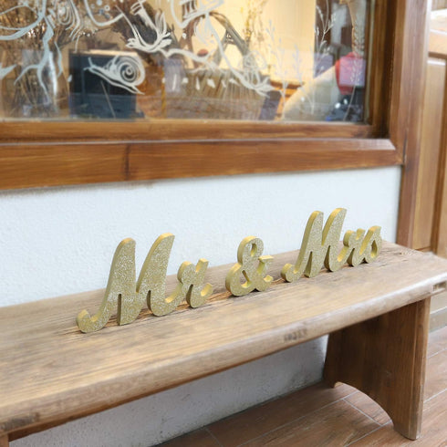 Wooden Mr and Mrs Sign - Rustic Wedding Signs for Table Decoration, Photo Props for Anniversary and Engagement