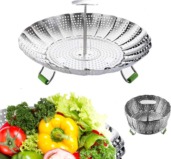 Steamer Basket Stainless Steel Veggie Steamer Insert, Adjustable Expandable for Various Size Pots (5.1" to 9")