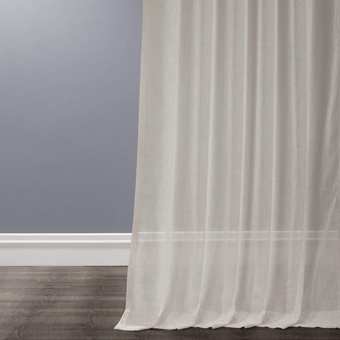HPD Half Price Drapes Linen Sheer Curtains, 84 Inches Long, Gardenia, 50W x 84L, 1 Panel