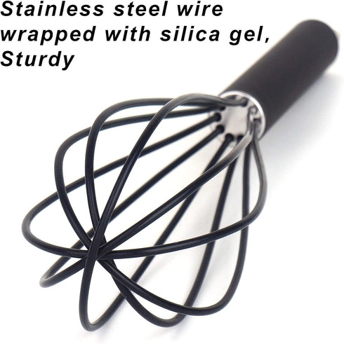 High Temperature Silicone Whisk, 10 inch Stirrer with Good Grip Design for Blending, Whisking, Beating, Cooking, Baking
