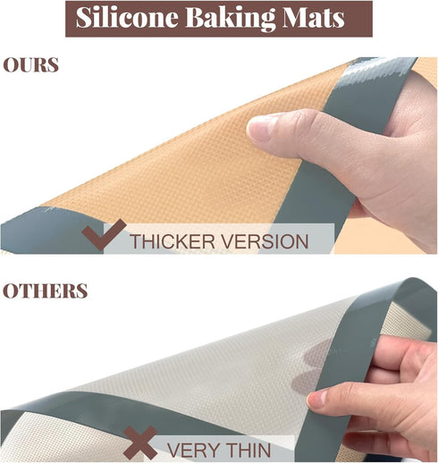 Silicone Baking Mat, 3 Pack Reusable Non-Stick Food Safe Mats for Baking Cookies, Macaroons