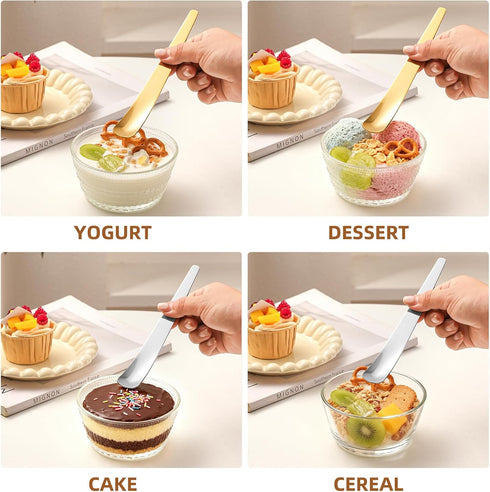 Ziha OTZMA 6-Piece Set, (3 3 Dessert Spoons Premium Stainless Steel Tea Spoons for Dessert, Ice Cream, Fruit Salads
