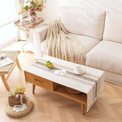 20" 60" SIELUNO Waterproof Coffee Table Cloth, Coffee Table Covers for Living Room Rectangle Cotton Linen Tablecloth