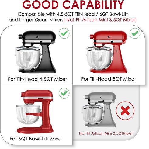 4.5/5QT 6QT Frozen 2 Ice Cream Maker Attachment for KitchenAid Mixers, Fits KitchenAid & Stand Mixers, Ice Cream