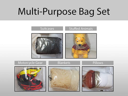 Set of 5 Plastic Storage Bags for Attic Storage, Suitcase Storage, Pillow Bag, Rug Bag, Plastic Drawstring Bags (Medium)