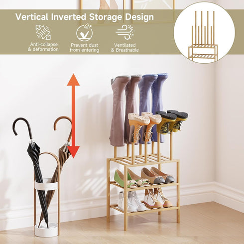 Vellzeyce Organizer,3-Tier 3-tier-short) Boot Rack for Tall Boots Multiuse Shoe Rack and Boot Storage Rack,for Tall