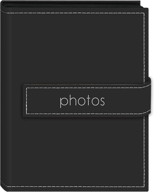Pioneer Photo Albums Mini Photo Album - 36-Pocket 4x6-Inch "Photos" Strap Sewn Leatherette Cover, Black