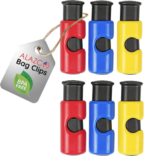 6pc BPA-Free Premium Quality ALAZCO Bag Clips - Value Set Food Fruit
