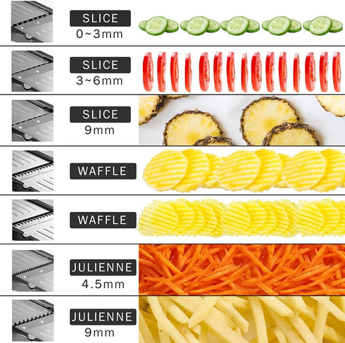 VEKAYA Adjustable Mandoline Slicer with Cut-Resistant Gloves, Stainless Steel Vegetable Chopper for Kitchen