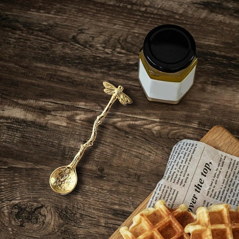 Gold Retro Dragonfly Spoon, Stainless Steel Coffee Spoon, Creative Sugar Spoon, Long Handle Spoon for Kitchen Dining