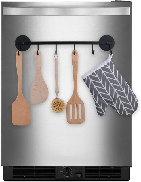 6 Hooks Magnetic Utensil Holder Rack, Organizer for Refrigerator, Metal Cabinet, Metal Stove, Grill, BBQ