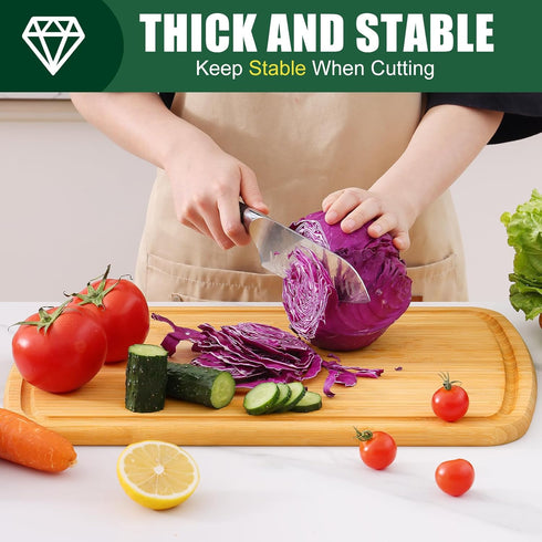 Homaxy Extra Large Bamboo Cutting Board, 18x12.5" with Juice Groove, Pre Oiled Butcher Block