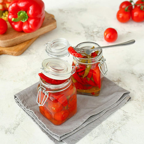 DHSBTLS 4oz Mini Square Spice Jars, 12 Pack Glass Mason Jars with Airtight Lid for Spices & Food Storage