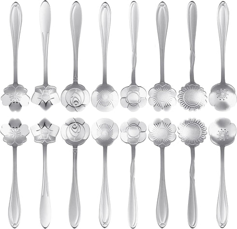 16 Pcs Teaspoon Tea Spoons, ESRISE Stainless Steel Cute Coffee Spoon for Tea Party Decorations (Silver)