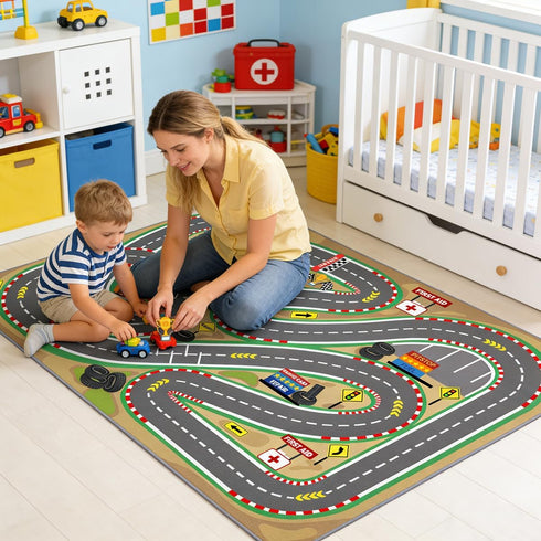 39"x59" Kids Rug Play Mat Soft & Non-Slip Car Rugs City Map Play MatCar Rugs for Kids Toy Cars Race Track for Classroom