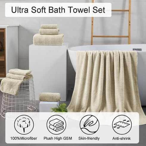 8 Set-2 Sheets,2 Towels,4 Washcloths-600GSM Oliven Pcs Tan Oversized Bath Towel Extra Large Bath Hand Soft Highly