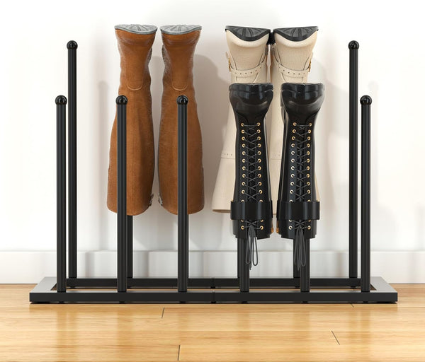 Urban Deco Free Standing Shoe Racks, Boot Organizer for Tall Boots, Black