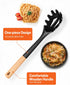 Silicone Pasta Fork, Kitchen Heat Resistant Noodle Spoon Server, BPA Free Spaghetti Strainer, 12.8 inch (Black)