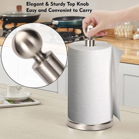 Countertop, Kalitro Paper Towel Holder Standing Paper Towel Roll Holder for Kitchen Bathroom, with Weighted Base