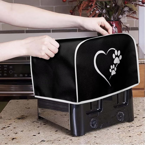 Dog Paw Heart 4 Slice Toaster Covers Kitchen Accessories Multicolor Decor Dust and Fingerprint Protection Bread Maker Oven Washable Covers Lightweight Bakeware Protector