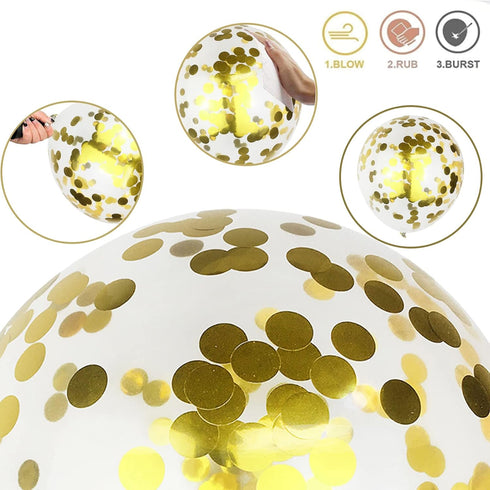 60 Pieces Red and Gold Balloons, 12 Inch Ruby Red Metallic Chrome and Pearl Gold Confetti for Party Decoration